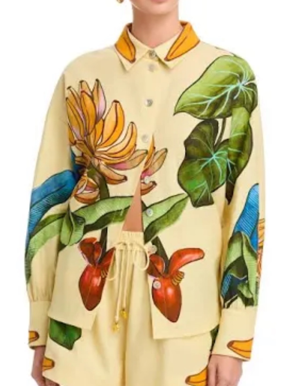 FARM Rio Yellow Tropical Botanical Print Button-Up Shirt & Shorts